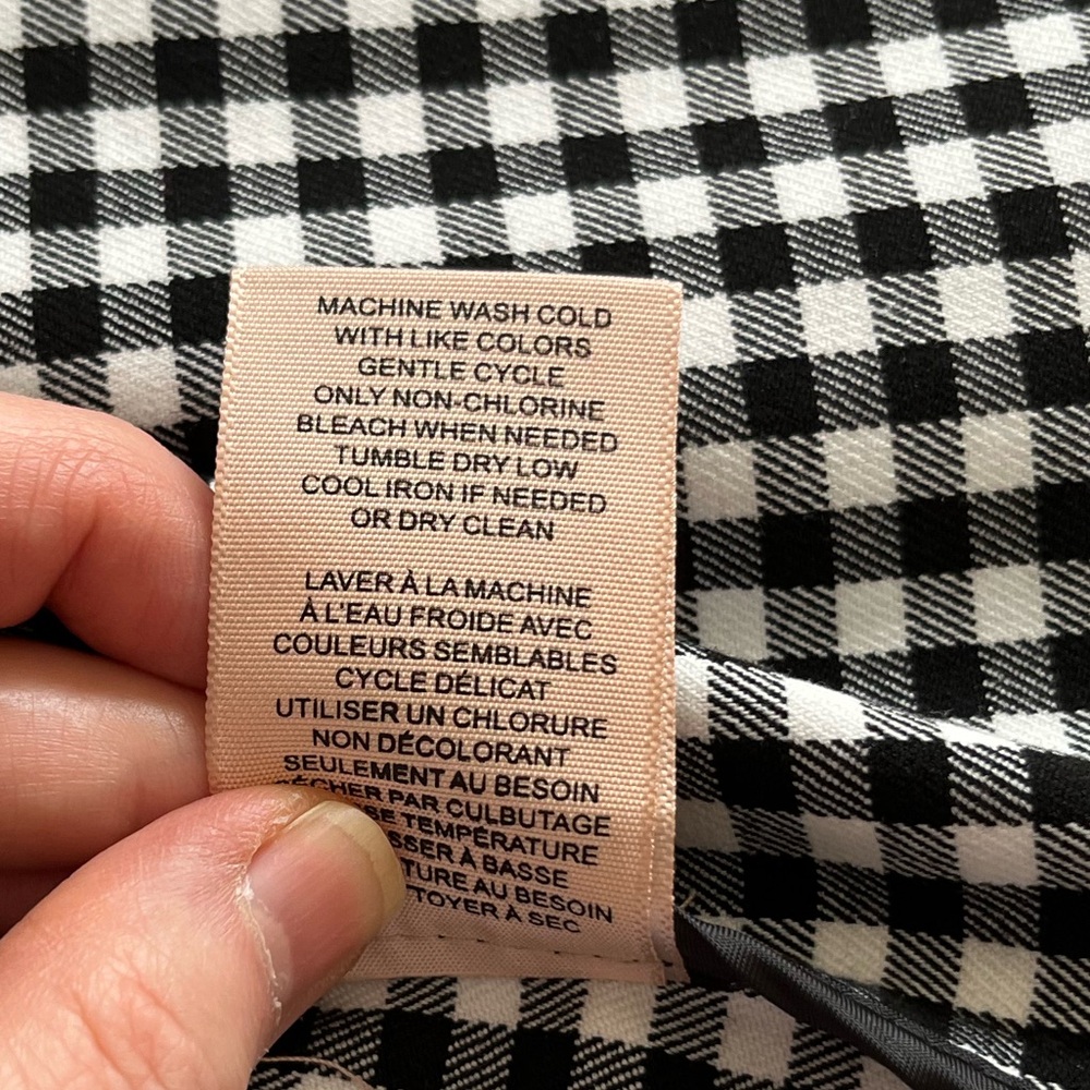 Black & White Gingham Open Front Blazer Ruched Sleeves Extra Small, Like New - Picture 11 of 11